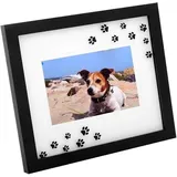 Brillibrum Design Bilderrahmen Pfotenabdrücke 10x15cm Glas Foto-Rahmen schwarz Hunde-Pfoten Matt Geschenk Katzen-Tapsen (3 - Ohne Gravur) (Variante 3, Gravur bis 20 Zeichen)