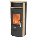 Hanseatic Kaminofen »Piacenza Sandstein«, Exklusiv, Lieferung bis ins Wohnzimmer, 6 kW, Zeitbrand, mit verriegelbarer Holzlagerfachtür schwarz