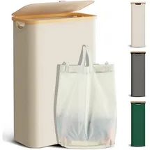 luxuskollektion Wäschekorb Deckel Bambus Wäschesack Wäschesortierer 48L(Slim) Beige