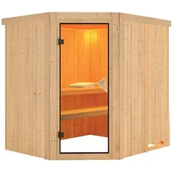 Karibu Sauna Siirin-ohne Ofen-Ohne Dachkranz inkl. 8-teiligem gratis Zubehörpaket (Gesamtwert 191,92€)