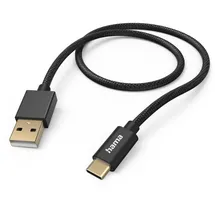 Hama Ladekabel Fabric USB-A USB-C Nylon 1,5 m schwarz
