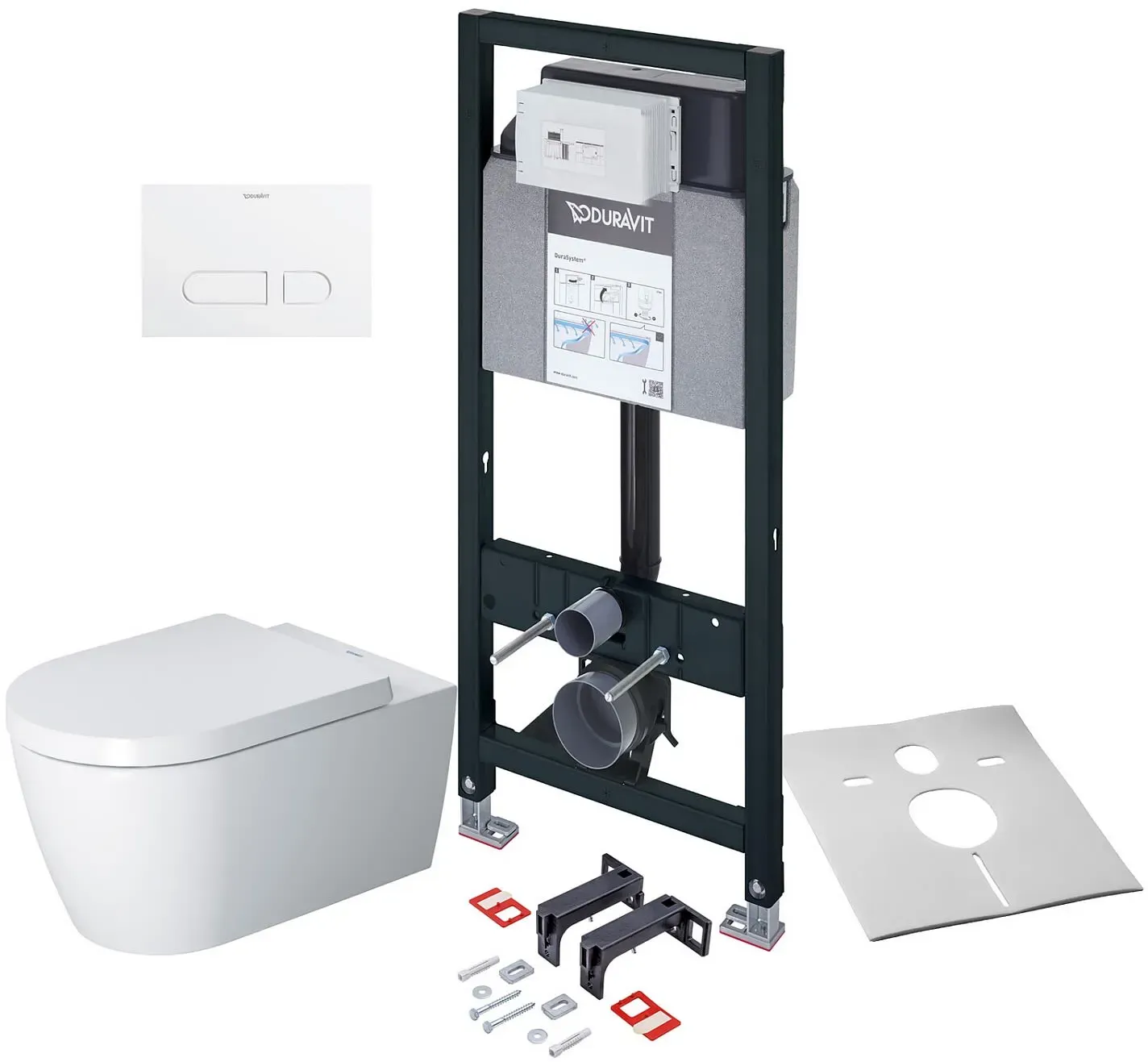 Duravit ME by Starck Wand-WC Rimless mit Wondergliss Komplettset