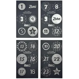Frau WUNDERVoll® 48 Adventskalenderzahlen AUFKLEBER für 2 Kalender schwarz matt,silber, Durchmesser 4 cm (Angebot) / Sticker, Weihnachten, Adventskalender, DIY Kal...