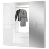 Inn.Furn Garderoben-Set SystemX, (Flurgarderobe in weiß Hochglanz, 183 x 193 cm), Komplett-Set mit Schuhschrank