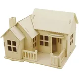 Creativ Company 3D-Figuren zum Zusammensetzen, Haus mit Terrasse, Größe 19x17,5x15, 1 Stk