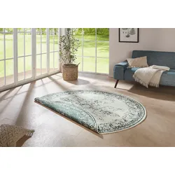 Teppich NORTHRUGS "Borbon Wendeteppich" Gr. 32, beige (creme, grün), H:5mm Ø:200cm, Polypropylen (PP), Teppiche, In-& Outdoor, Wetterfest, Balkon, Garten, Wohnzimmer, Wasserfest