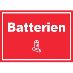 Batterien Mülltrennung Aufkleber Text Symbol AA AAA A0 (841x1189mm)