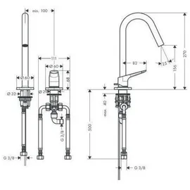 Hansgrohe Citterio M 2-Loch Waschtischmischer Edelstahl Optic