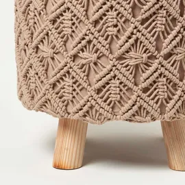 Homescapes Hocker Indy Stoff 41 x 43 x 41 cm Braun