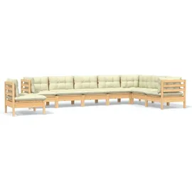 vidaXL Garten-Lounge-Set 8-tlg. creme Massivholz Kiefer