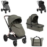 KIKKABOO Kinderwagen Kara 2 in 1 Babywanne, Sportsitz, Wickeltasche, Federung grün