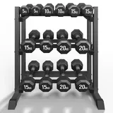 Hantelständer mit 3 Regalen, Hantelablage mit 500 kg Tragfähigkeit, verstellbarer Kurzhantelständer geeignet für das Heimstudio, Dumbbell Rack für Kettlebells und Hantelscheiben (nur Ständer)