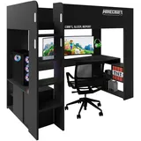 Minecraft Hochbett Minecraft 90 x 200 cm Holz schwarz