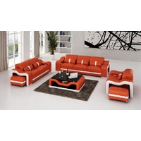 JVmoebel Sofa 3+2+1 Sitzer Set Design Sofas Polster Couchen Leder Relax, Made in Europe orange