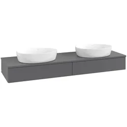 Villeroy & Boch Waschtischunterschrank „Antao“ 1600 × 190 × 500 mm Anthracite Matt Lacquer, für links und rechts, mit Beleuchtung