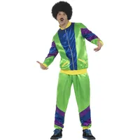Smiffys Trainingsanzug-Kostüm im supermodischen 80er-Jahre-Stil, Herren, Grün, mit Jacke undHose