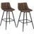 Woltu Barhocker 2er Set Kunstleder Metall 2er Set Braun