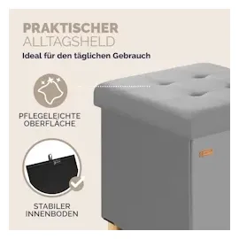 CASARIA CASARIA® Sitzhocker mit Stauraum Samt Grau