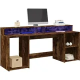 vidaXL LED-Schreibtisch Räuchereiche 200x55x91 cm Holzwerkstoff - Braun