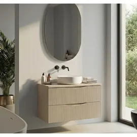 Badplaats Waschbeckenunterschrank Calen 2 Schubladen 80 x 52 cm Beige