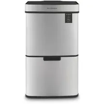 Les Collectors Sensormülleimer Gebürsteter Edelstahl N°1010, Kapazität 64L, 3 Fächer (42+11+11L), Automatische Obenöffnung, Infrarot-Erkennungssystem, Geräuschloses Schließen, Design