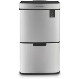 Les Collectors Sensormülleimer Gebürsteter Edelstahl N°1010, Kapazität 64L, 3 Fächer (42+11+11L), Automatische Obenöffnung, Infrarot-Erkennungssystem, Geräuschloses Schließen, Design