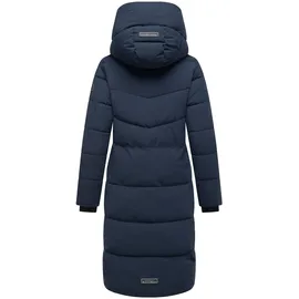 Navahoo Damen Wintermantel mit 2-Wege Reißverschluss, wasserdichten Reißverschlüssen und verstellbarer Kapuze Schokokuss XIV Navy Gr. 3XL - 3XL