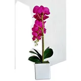 Generisch KOS Künstliche Orchidee 51 cm, Große Kunstblumen LILA, WEIß oder ROSA Farbe, Orchidee Künstliche Blumen Deko Kunstpflanze Kunstblume im Top (Lila)