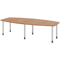 Bümö Konferenztisch, Nussbaum, Silber, Nachbildung,Nussbaum, Oval, 280x74x130 cm, FSC