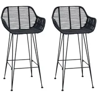 vidaXL Barstuhl 2 pcs 55 x 52 x 92 cm Schwarz
