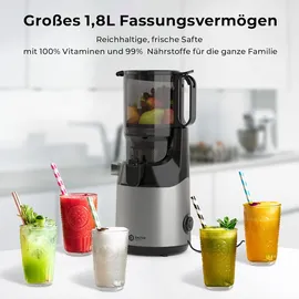 Balter Home Balter Entsafter Slow Juicer, Große 135MM Öffnung, 300 Watt, Entsafter für Gemüse und Obst, Früchte, Saftpresse, BPA Frei, leise