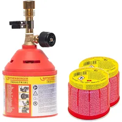 Rothenberger Industrial Bunsenbrenner inkl. 2x C200 Gaskartusche Set