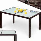 CASARIA® Gartentisch Wetterfest 150x90cm Polyrattan Balkontisch Höhenverstellbar 5mm Sicherheitsglas Garten Terrasse Tisch Gartenmöbel Outdoor B... - Schwarz