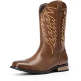 Bruno Marc Herren Cowboy Stiefel Westernstiefel zum Hineinschlüpfen mit schicker Stickerei, strapazierfähig,Size 48,Kaffee,BMUMKB2502 - 48 EU