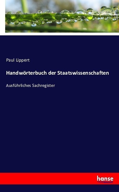Handwörterbuch Der Staatswissenschaften - Paul Lippert  Kartoniert (TB)