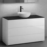neoro n50 Unterschrank B: 120 cm mit 3 Auszügen, Waschtisch Ø 45 cm weiß matt, B: 120.5 BN0106WM+BN0454WH+BN0404C2