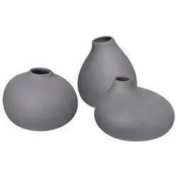 Dekovase BLOMUS "NONA, aus Porzellan, unglasiert", grau (grau (pewter)), Porzellan, Vasen, Vase in 3 unterschiedlichen und außergewöhnlichen Formen