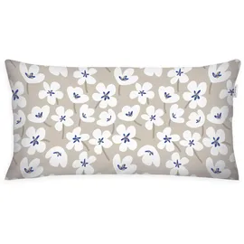 Tom Tailor Kissenbezug Floral 40 x 80 cm Blau/Beige