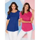 Classic Basics Longshirt CLASSIC BASICS "Doppelpack Shirts", Damen, Gr. 46, bunt (royalblau, pink), 100% Baumwolle, unifarben, Rundhals, Shirts Longshirt