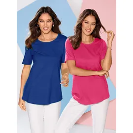 Classic Basics Longshirt CLASSIC BASICS "Doppelpack Shirts", Damen, Gr. 46, bunt (royalblau, pink), 100% Baumwolle, unifarben, Rundhals, Shirts Longshirt