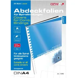 GENIE Transparente Deckblätter Abdeckfolien 25 Stück