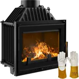 KRATKI Kamineinsatz Holzofen Gusseisen Maja 8kW BImSchV 2 Wirkungsgrad 80% Kamineinsätze Holz Leistungsbereich 3-10kW (Maja/Deco) Hitzebeständige Handschuhe inklusive
