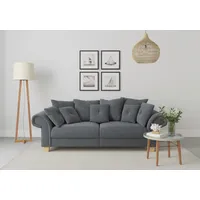 Big-Sofa HOME AFFAIRE "Queenie Megasofa" Sofas Gr. B/H/T: 242cm x 92cm x 106cm, Struktur fein, grau (dark grey) mit weichem Sitzkomfort und zeitlosem Design, viele kuschelige Kissen