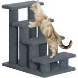 PawHut Tiertreppe Katzentreppe Hundetreppe Treppe für Katze und Hunde 4 Stufen Grau 63,5x43x60cm - Pawhut