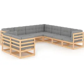 vidaXL Garten-Lounge-Set 9-tlg. beige/grau