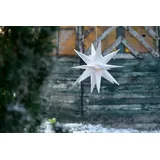Novaliv Weihnachtsstern LED Dekostern 25cm Weiss für AUSSEN Kabel mit Trafo 3D Stern 18 Zackig Leuchtstern Weihnachtslicht Winterbeleuchtung 3D Stern Weihnachtslicht Xmas Lights
