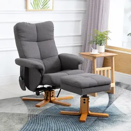 Homcom Relaxsessel Massagesessel Kunstleder 86 x 99 x 80 cm Dunkelgrau mit Hocker