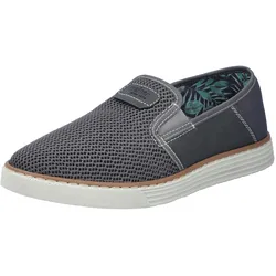 Slipper RIEKER, Herren, Gr. 40, grau (dunkelgrau), Textil, Lederimitat, sportlich, Schuhe, Espadrilles, Sommerschuh mit kontrastfarbenen Ziernähten