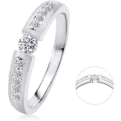 Diamantring ONE ELEMENT Gr. 58, silber, Fingerringe, Damen, 58, Weißgold 585-Diamanten, Weißgold 585, Diamanten, Damen Gold Schmuck Memoire mit Center