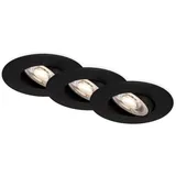 Briloner - 3er Set LED Einbaustrahler 230V, LED Strahler Badezimmer IP65, Deckenstrahler stufenlos dimmbar, Spots, Deckenspots, Badezimmerlampe, Schwarz, 90x42 mm (DxH)